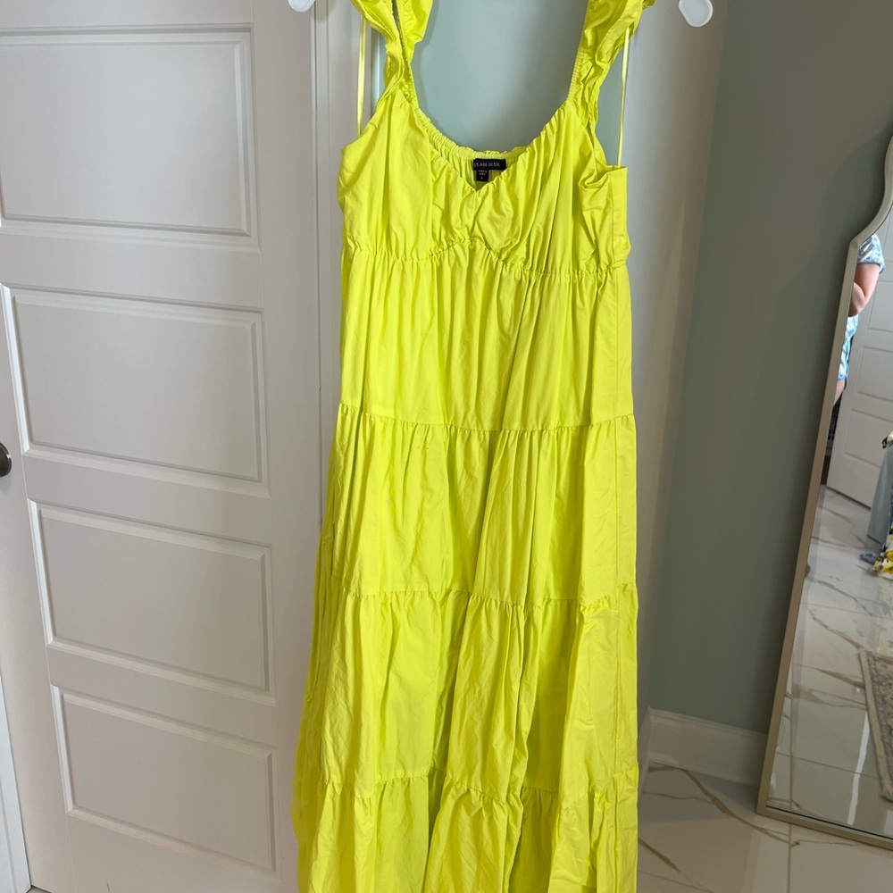 Skies Are Blue Bright Yellow Summer Tiered Maxi Dress